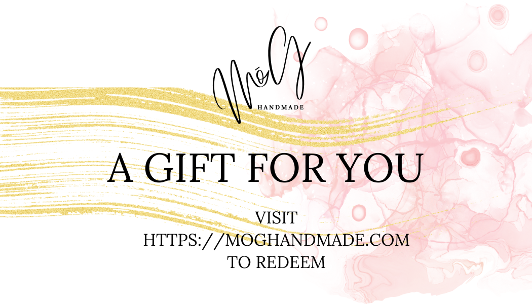 White, pink, and gold gift card