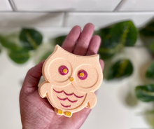 Load image into Gallery viewer, orange owl bath bomb in hand
