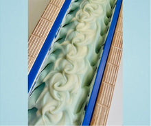 Load image into Gallery viewer, Blue and white uncut loaf of soap
